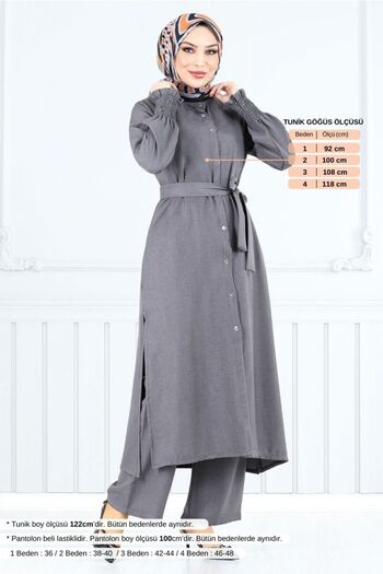 ModaMerve 809Ozr1047-M Anthracite Double Suit for Detailed Belt