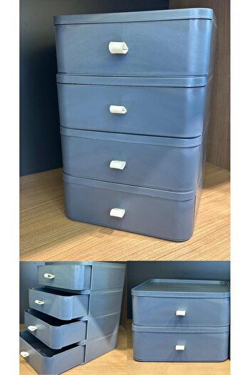 Bayev Gray 4 Tier Drawer Table Top Organizer Makeup Jewelry Box Accessory Organizer Collector