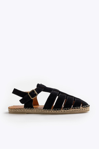 GIESTO Suede Black Sandals