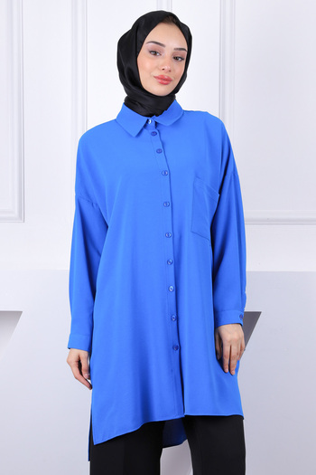 İmajButik Saks Blue Linda Tunic με μία τσέπη