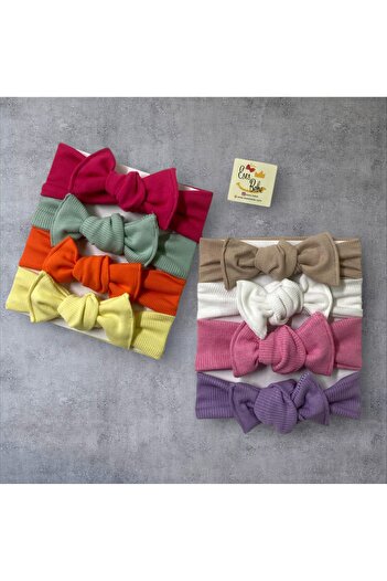 ESES BEBE Baby Girl Accessory: Soft Colored Fabric 8-Hand Tie Hair Band Set