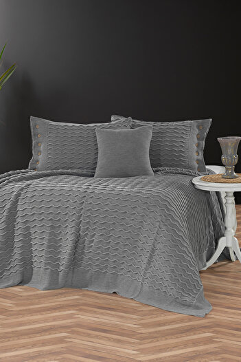 coton doux Tulip Knitwear Bedding Set 240 X 260 (Anthracite)