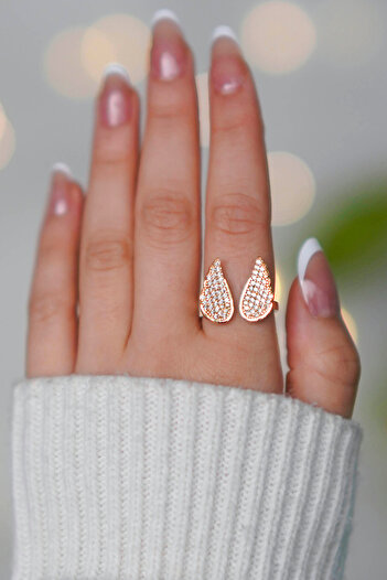 TREND COLLECTİON Zirkon Taşlı Melek Kanadı Ayarlanabilir Gold Kadın Yüzük