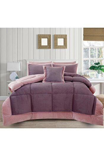 Generic En Zone Winter Double Bedspread 8 Pieces || Dark Red Burgundy