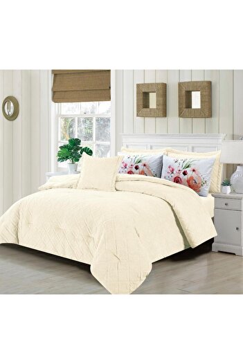 Generic En Zone Winter Double Bedspread 8 Pieces || Beige