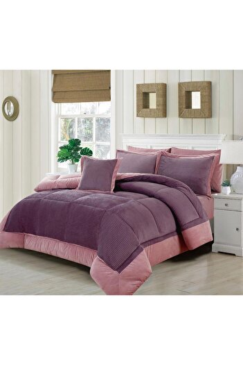 Generic En Zone Winter Double Bedspread 8 Pieces || Dark Red Burgundy