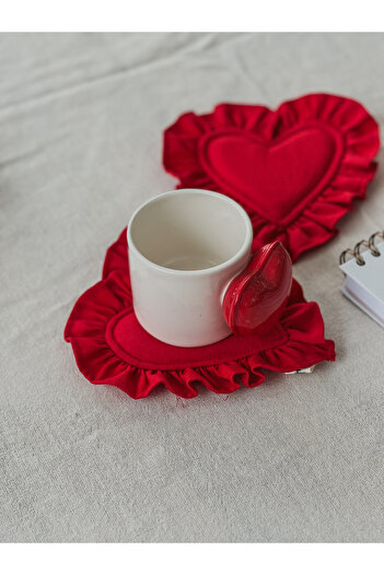 KaiHome Lovely Kalp Fırfırlı Bardak Altlığı / Sunumluk