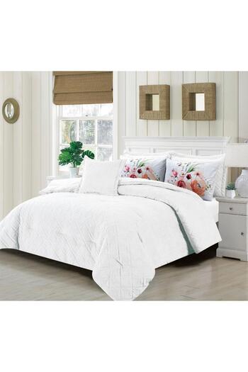 Generic En Zone Winter Double Bedspread 8 Pieces || White