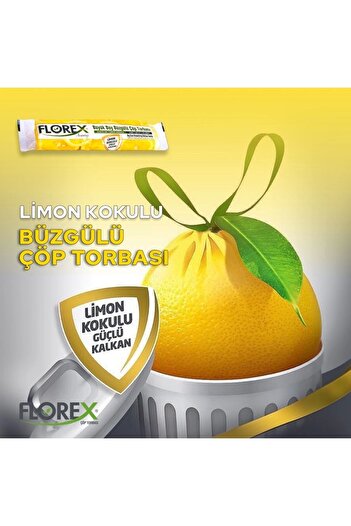 Florex Avantaj Seri Limon Kokulu Büzgülü Orta Boy Çöp Poşeti X 5 Rulo