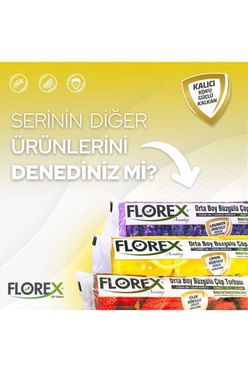Florex Avantaj Seri Limon Kokulu Büzgülü Orta Boy Çöp Poşeti X 5 Rulo