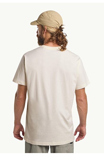 Jack Wolfskin 1808382TRESSENTIAL T M Kırık Beyaz Bisiklet Yaka Regular Fit Düz Erkek T-Shirt