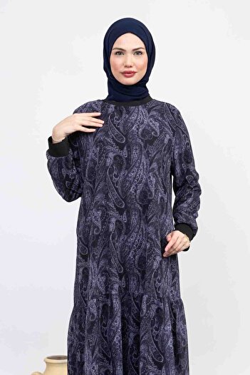 Pamuk Butik Γυναικείο φόρεμα σιφόν με μοτίβο σάλι Hijab