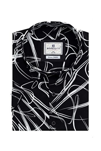 tambattal Large Size Patterned Viscose Shirt Short Sleeve Suitable for 120Kg-190Kg
