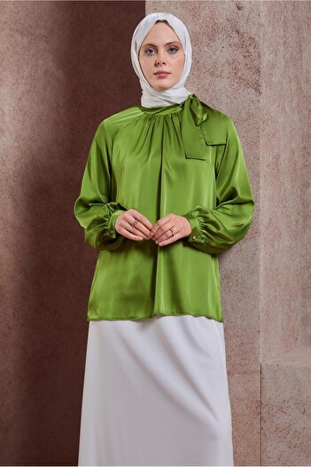 Alvina SATIN BLUZ 44428 WITH TIE DETAIL