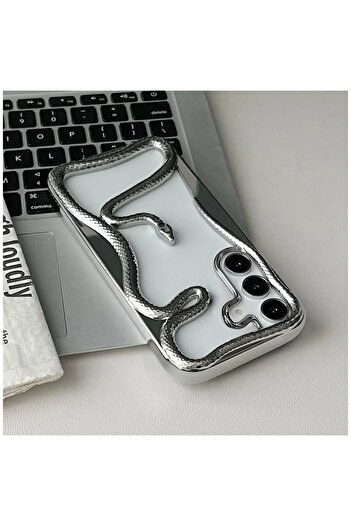 Zebana Samsung Galaxy A55 Compatible Case Zebana 3D Snake Silicone Case Gray