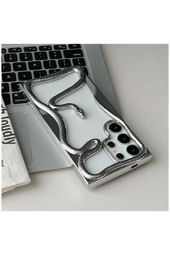 Zebana Samsung Galaxy S25 Ultra Compatible Case Zebana 3D Snake Silicone Case Gray