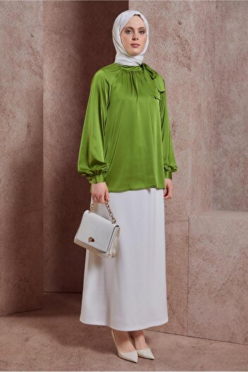 Alvina SATIN BLUZ 44428 WITH TIE DETAIL