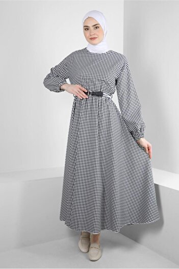 Alvina GINGERY PATTERNED CUFFS RUBBER DRESS 43721