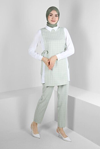 Alvina GINGER PATTERNED TIE-DETAILED PANT SUIT 43637