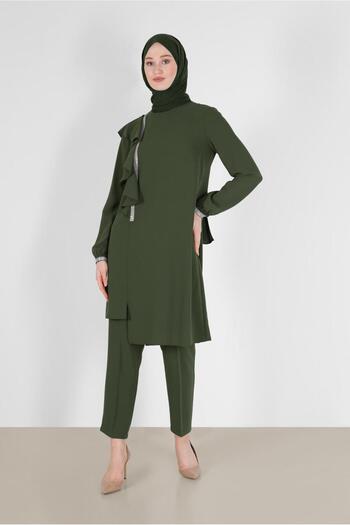 Alvina CREPE DOUBLE PANT WITH RIFFIR DETAILSET 30200