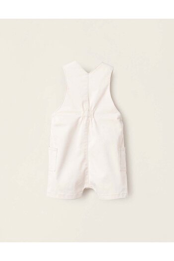 Ziddy Short Twill Dungarees for Newborns, Beige