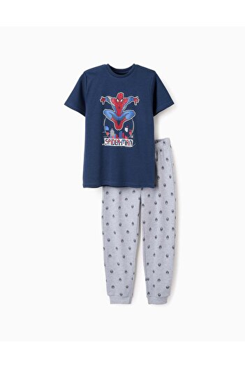 Ziddy Pyjama Glows in the Dark for Boys 'Spiderman', Grey/Blue