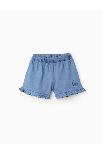 Ziddy Cotton Shorts with Frills for Girls 'My Paradise', Blue