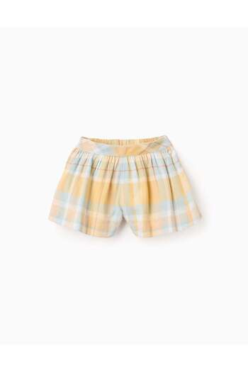 Ziddy Checkered Shorts for Baby Girls 'B&S', Yellow/Blue