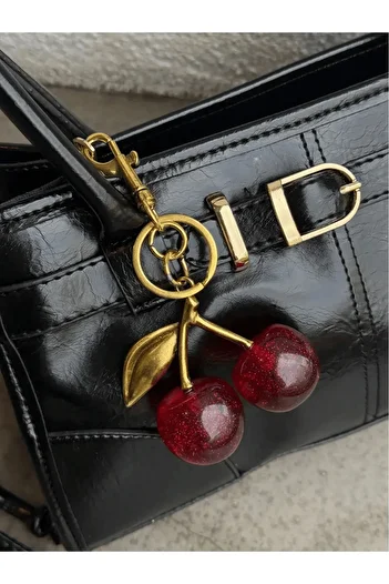 stainles steel Red Cherry Bag Charm/ Accessory/ Keychain