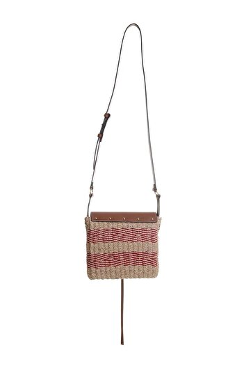 Tory Burch Miller Stripe Straw Crossbody Bag