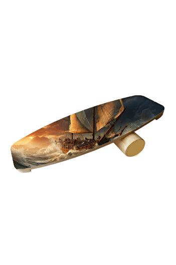 wudie Placă de echilibru cu imprimeu din lemn Rocket Balance Board Rocket Gym Board