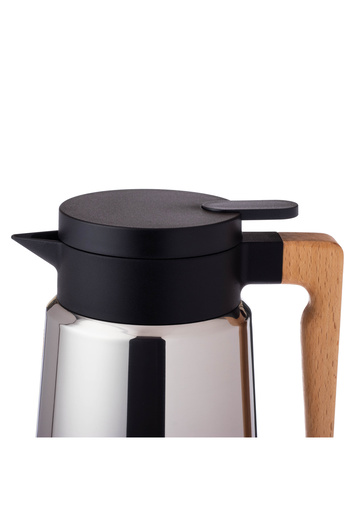 Dania Thermos stainless steel inside and outside with wooden handle, capacity 1 liter