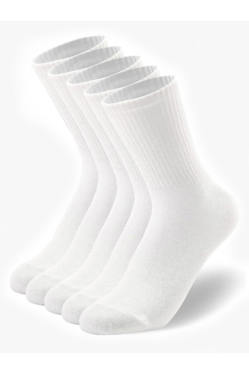 Hobins Sportswear Company 5'Pair Unisex Plain Patternless Tennis and College Socks