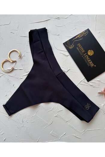 İntive Lingerie Tanga Intive tăiată cu laser VS Logo confortabil și elegant cu talie în V (bej-negru-alb)