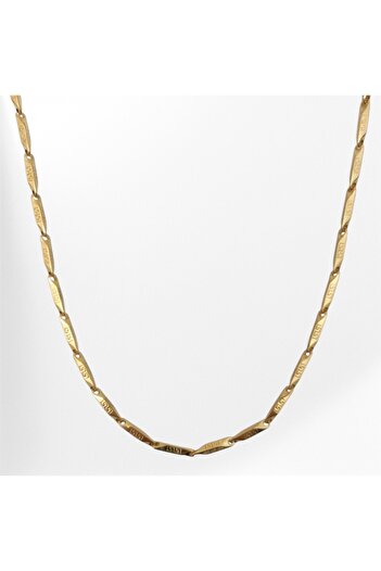 Tasarım Çelik Kolye Titanyum Melon Motifli Model 2 mm 55 cm Altın Sarısı Gold