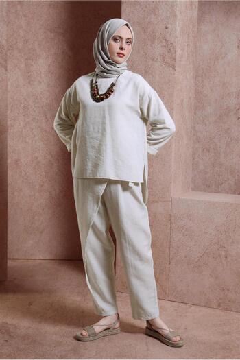Alvina 44415 Model Linen Textured Pants Set