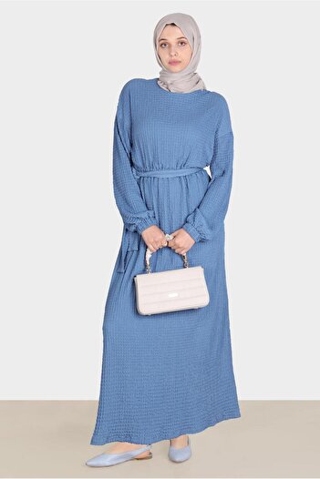 Alvina Waffle Effect - Belted 42719 Model Dress