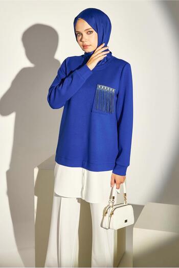 Alvina 45153 Model Garnished Tracksuit Tunic