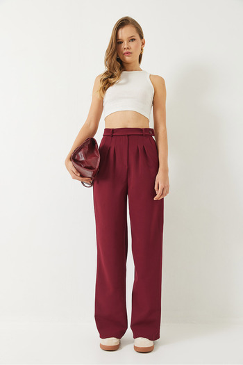 Bianco Lucci Women's Belt Detailed Pocket Palazzo Trousers 60283064