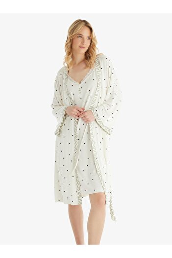 Blackspade Women's Ring Viscous Cream Dressing Gown
