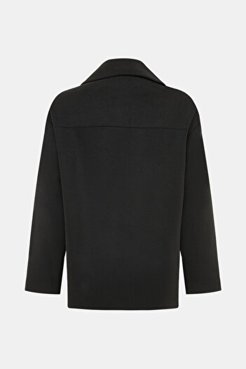 W Collection SİYAH KRUVAZE YAKA KABAN