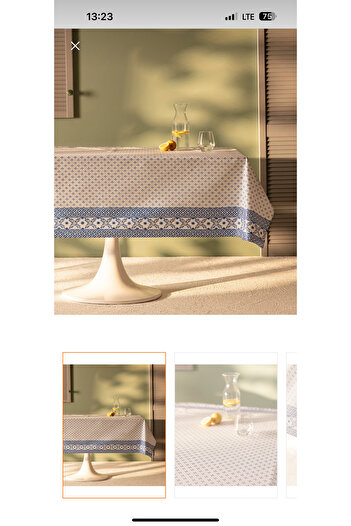 Madame Coco Agnes Pvc Table Cloth - White/Blue - 140X200 cm