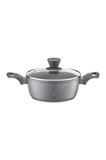 Ambition Pot with lid 20cm, 2.3L, Qualum Basic Stone Edition coating, Silverstone