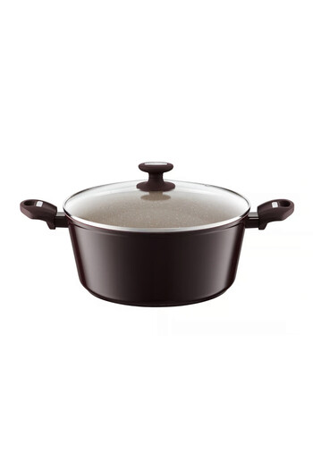 Ambition Pot with lid 28cm, 6.5L, Qualum Basic Stone Edition coating, Brown Stone