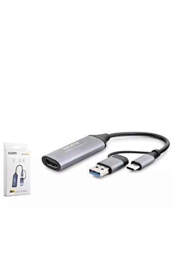HADRON Hdx7831 Type-C Hdtv Combo HDMI 4K 30Hz + Type-C + 2-Usb3.0 + Lan 5in1 Gray