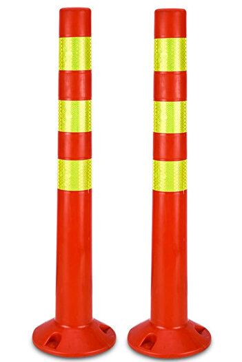 Generic 2 Pieces of 72cm High Foldable Traffic Safety Post with Reflective Strip | Security Poles & Barriers