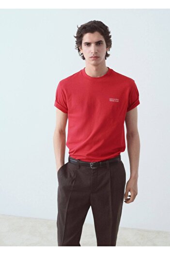 MANGO Man T-shirt με τυπωμένο κείμενο