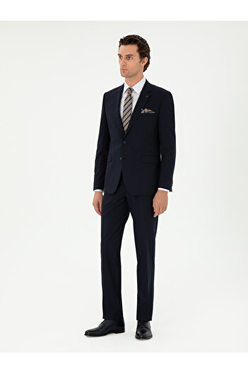 Cacharel Koyu Lacivert Slim Fit Klasik Takım Elbise 50310167-VR100
