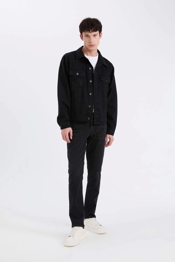 DeFacto E4990 Black Regular Fit Seasonal Spring Jean Jacket