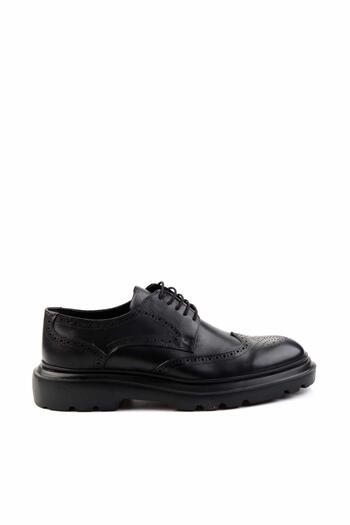 Bambi Black Antique Genuine Leather Men's Classic Shoes E 01401092241